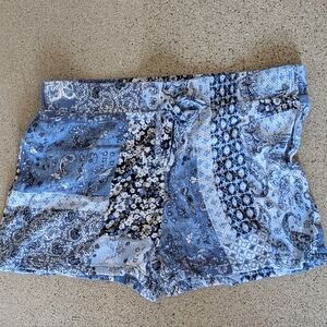 Full Tilt Blue Paisley Patchwork Shorts
